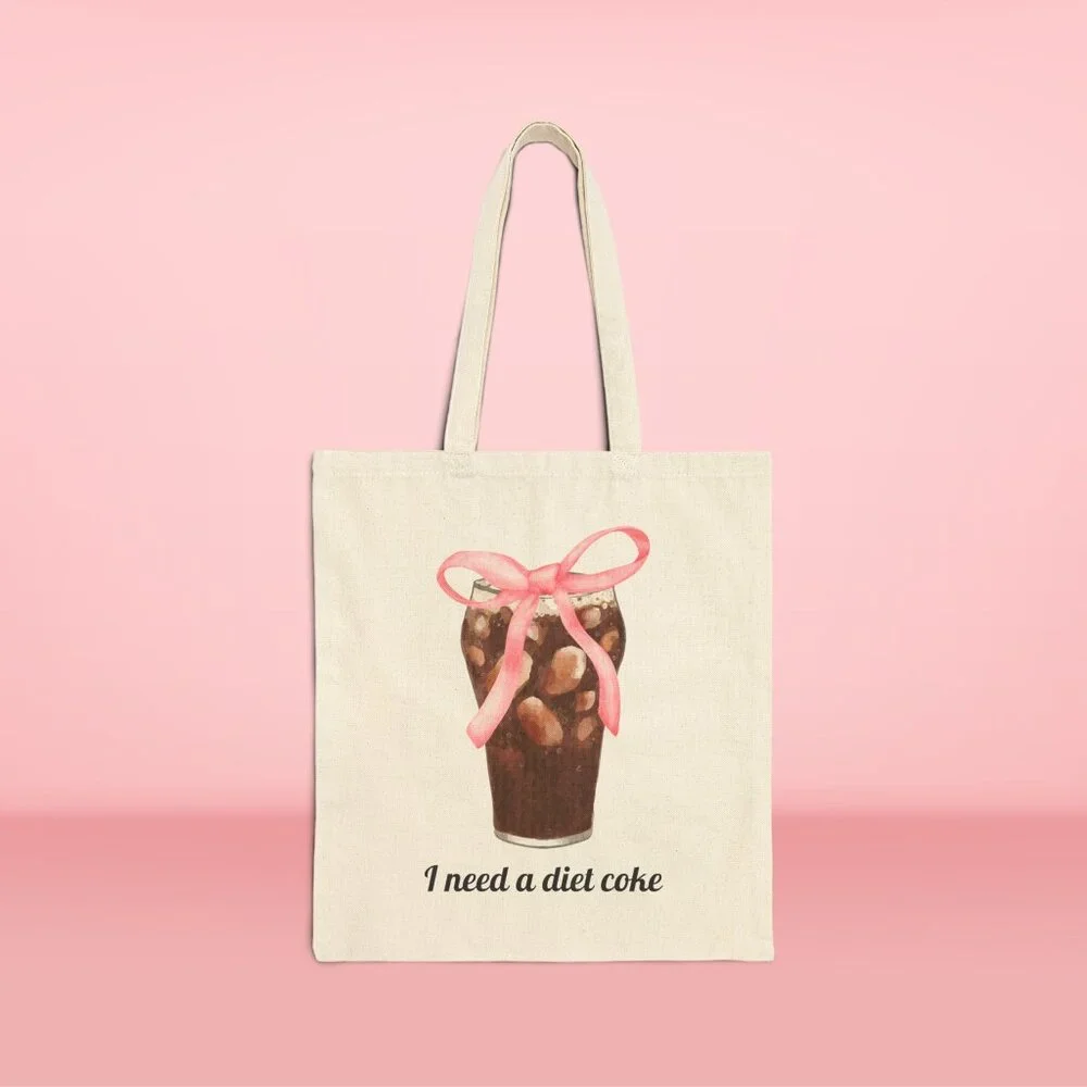 NWT! Diet Coke Tote Bag with Pink Coquette Bow - Picture 5 of 8